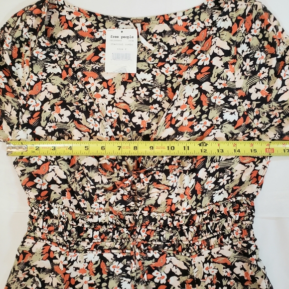 Free People Forget Me Not Fit & Flare Floral Mini Dress Charcoal - Picture 9 of 13